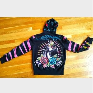 ED Hardy Christian Audigier Zip Up Hoodie Vintage Tiger y2k